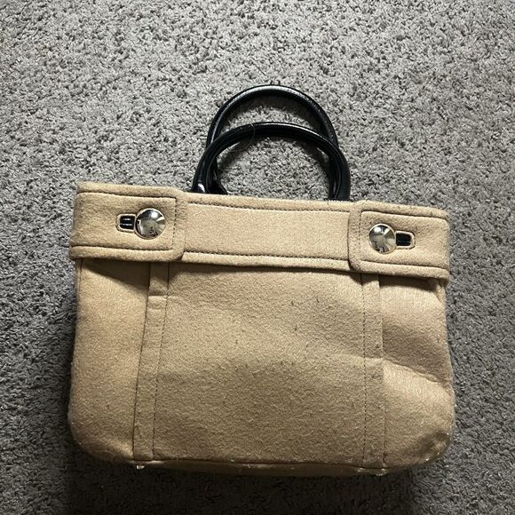 Kate Spade Tote Bag Brown Wool Studs One Shoulder - Picture 3 of 8